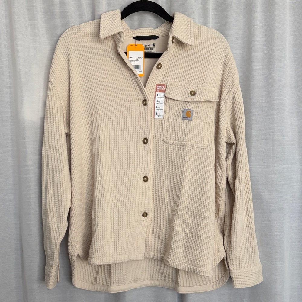 NWT Carhartt Waffle Shirt Jacket in Cream - Sz small